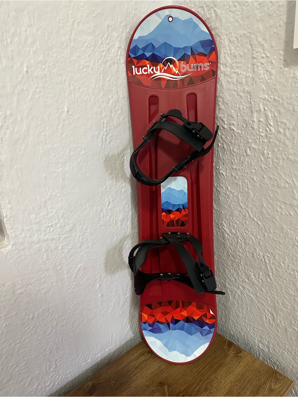 Lucky Bums Red Kids Snowboard with Black Bindings 38”